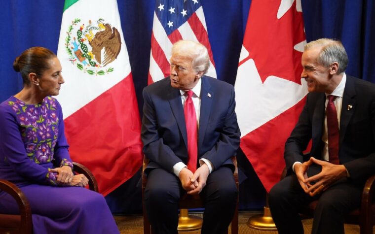 Encontro entre Sheinbaum, Trump e Carney no T-MEC